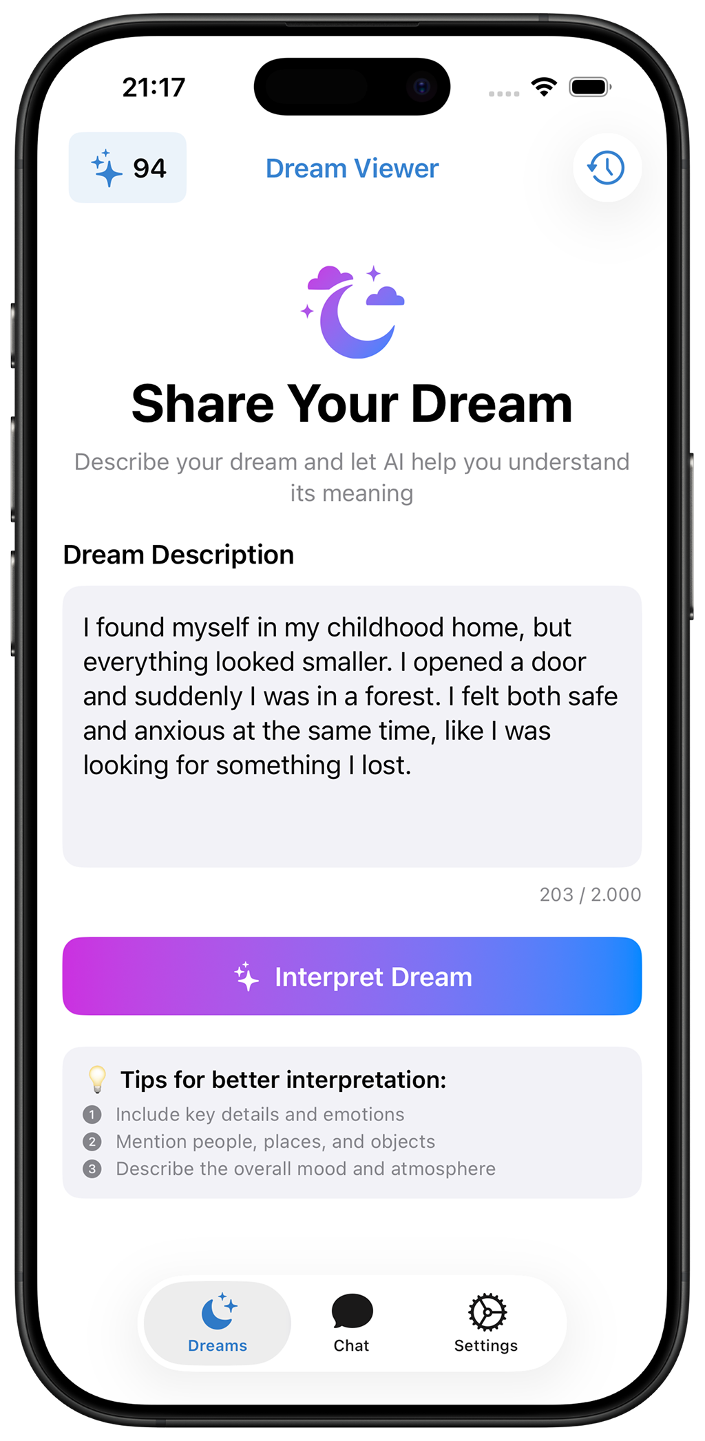 Dream Input Interface